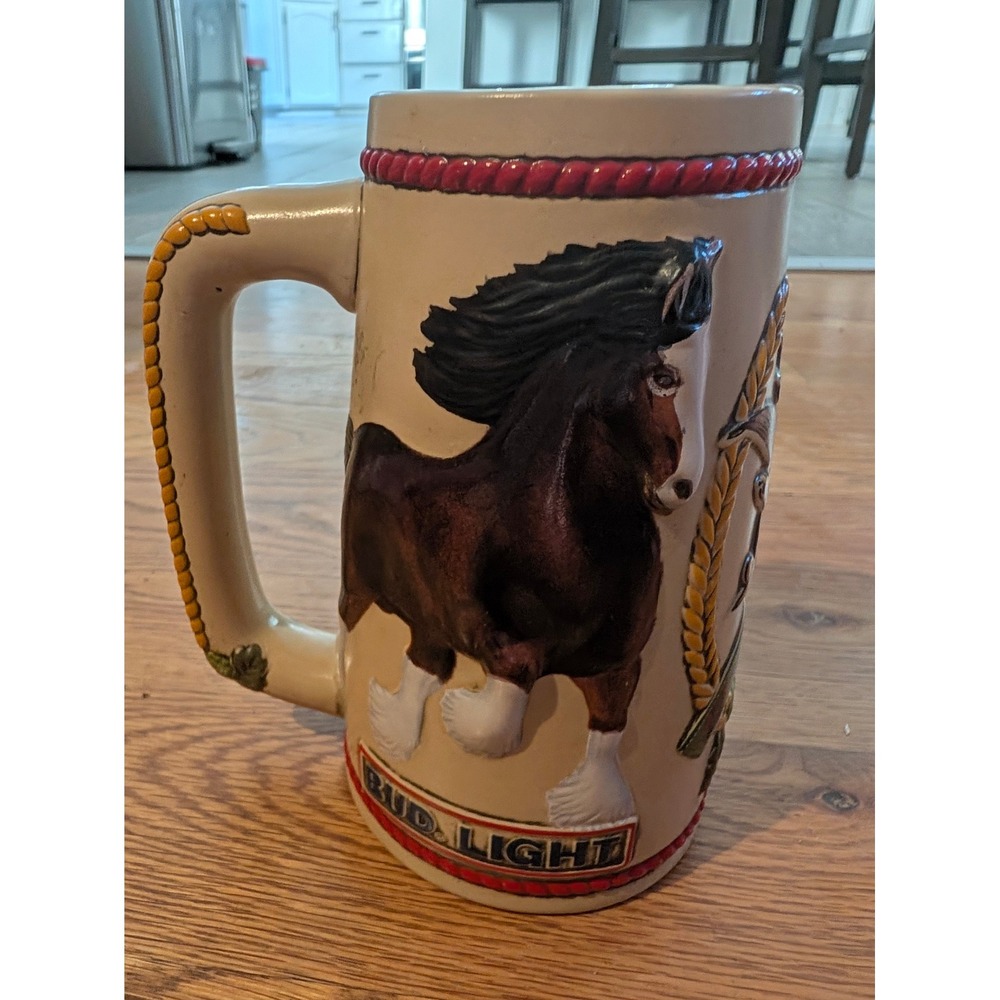Vintage Anheuser-Busch Bud Light Clydesdale Beer Stein Ceramarte Brazil CS12